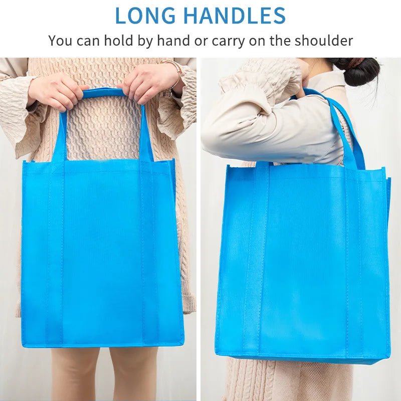 Non-Woven Foldable Reusable Tote Bag - Large Capacity Eco Shopping Bag