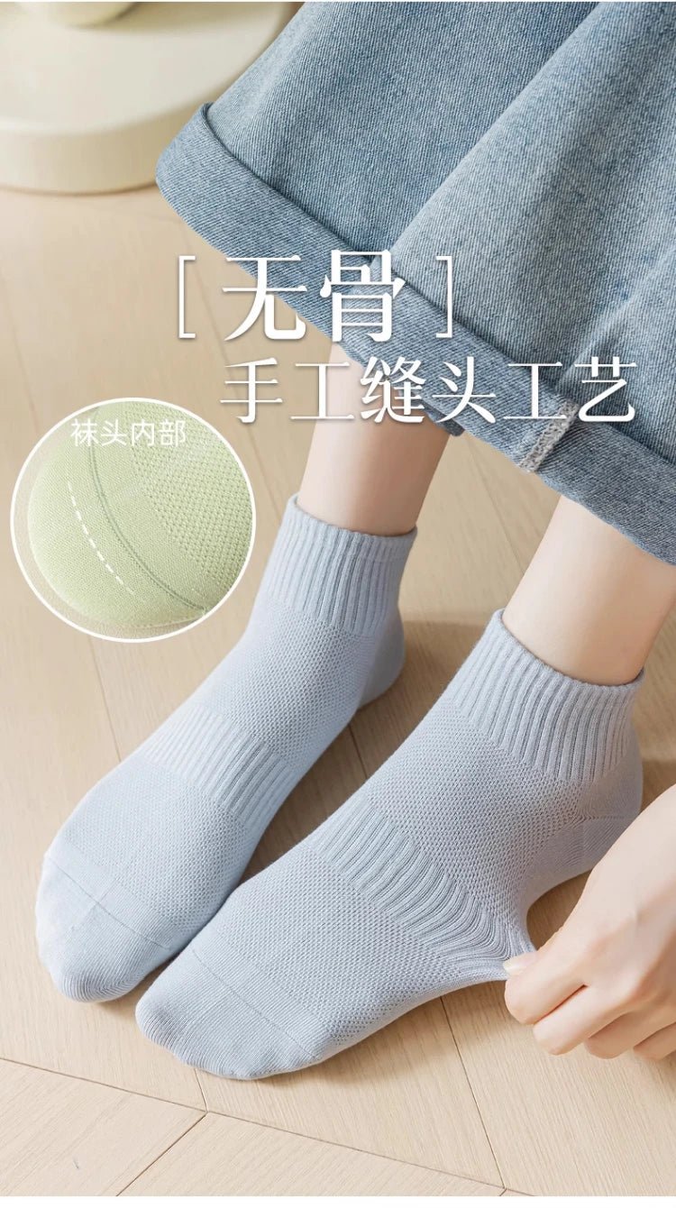 Women's 100% Cotton Short Sports Socks - 6 Pairs Breathable Mesh Low Top - lily supply