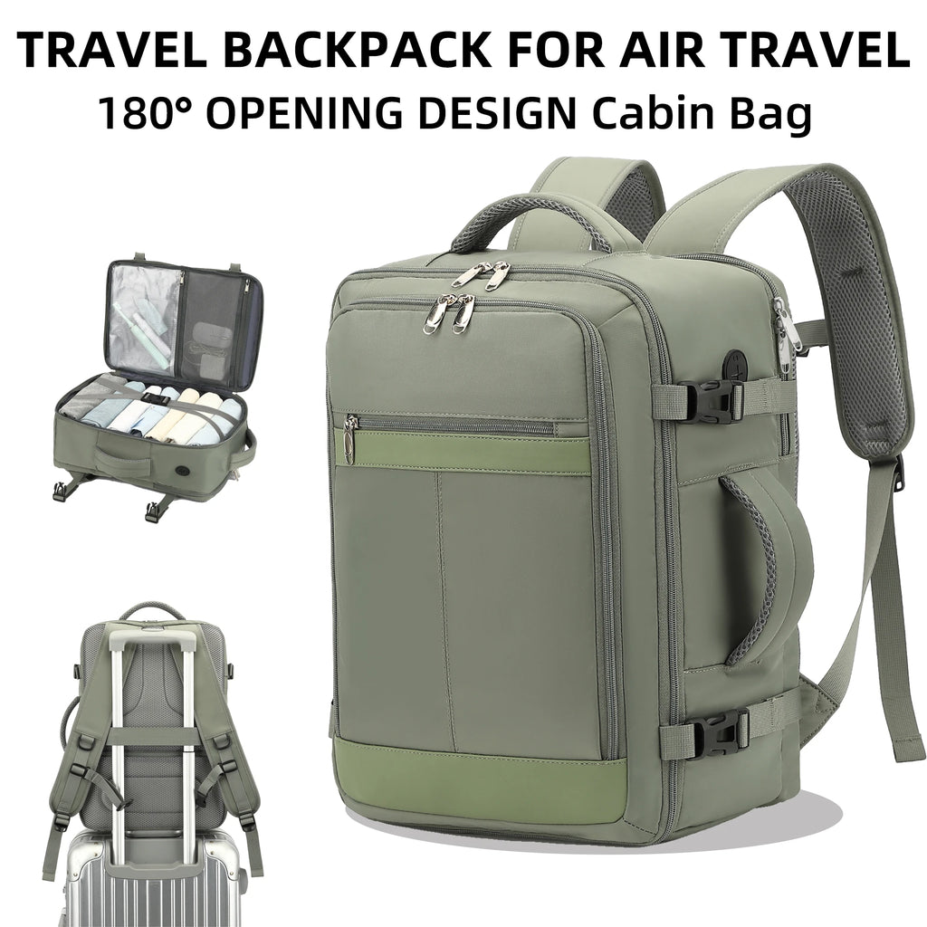Travel Backpack for Women, 24L Carry On Backpack Flight Approved, Large Personal Item Bag Fits 16.5 inch Laptop, with 1 Packing