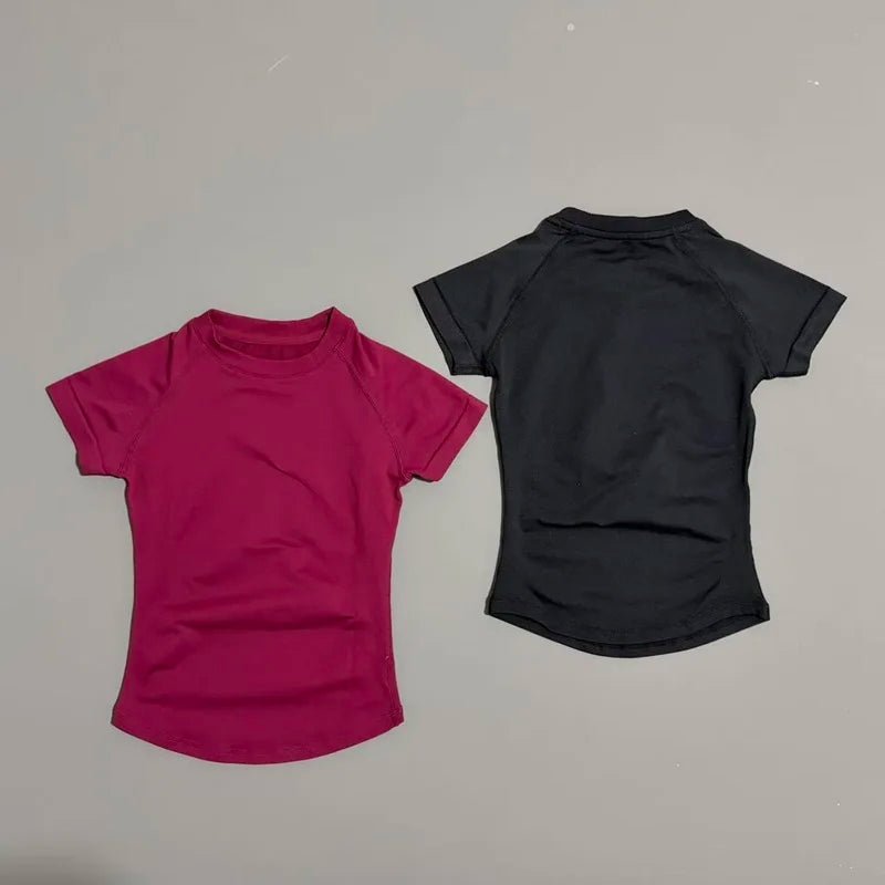 Sport Short Sleeve Top Women Running Sports T Shirt Summer Short Sleeve Round Neck Breathable Stretchy Gym Yoga Fitness Top - lily supply