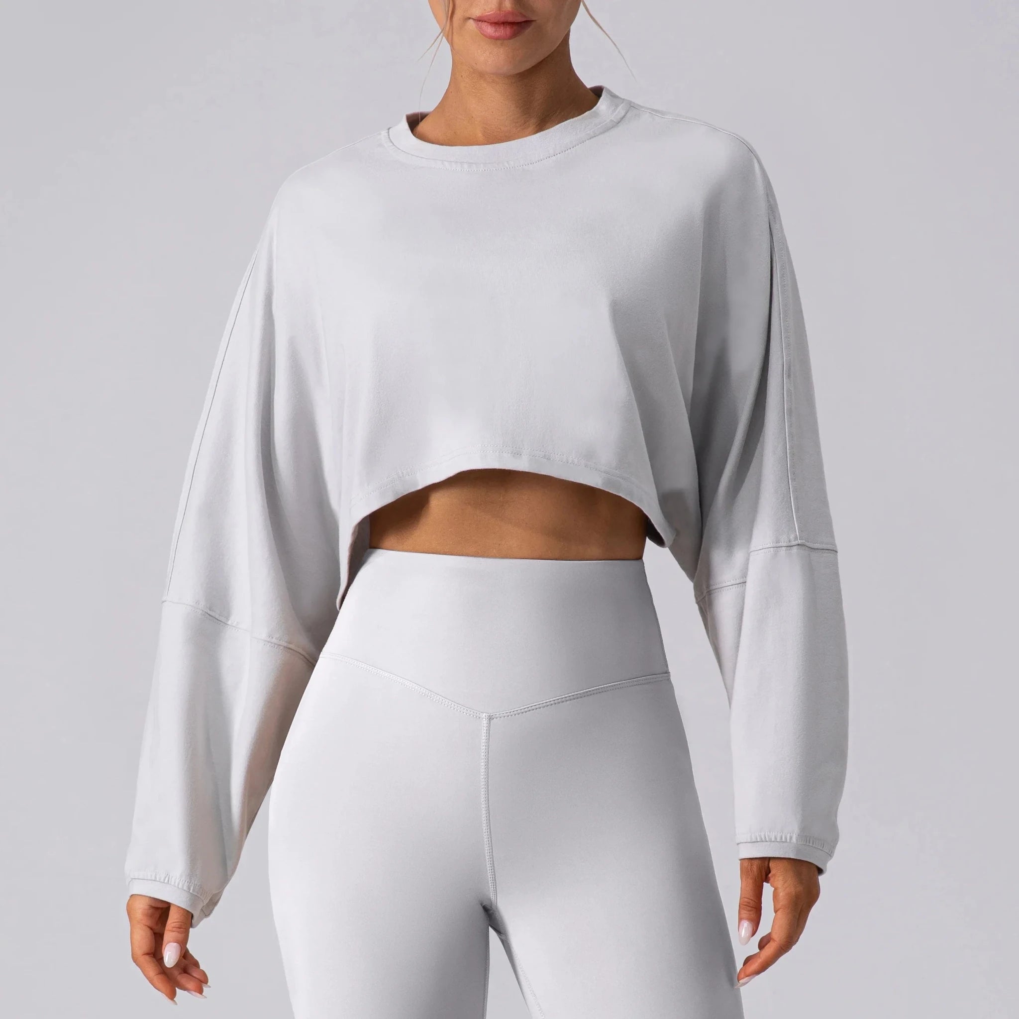Women Sports Crop Top Long Sleeve T-Shirts Yoga Loose Tops Gym Clothing Outdoor Fitness Running Yoga Shirts Workout Clothes - lily supply