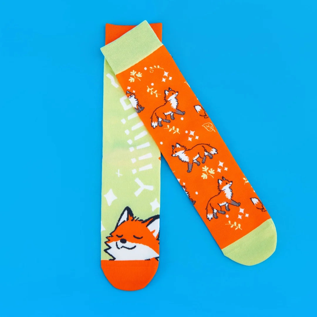Women's Cartoon Fox AB Style Mid-Calf Socks – Cute Casual Socks