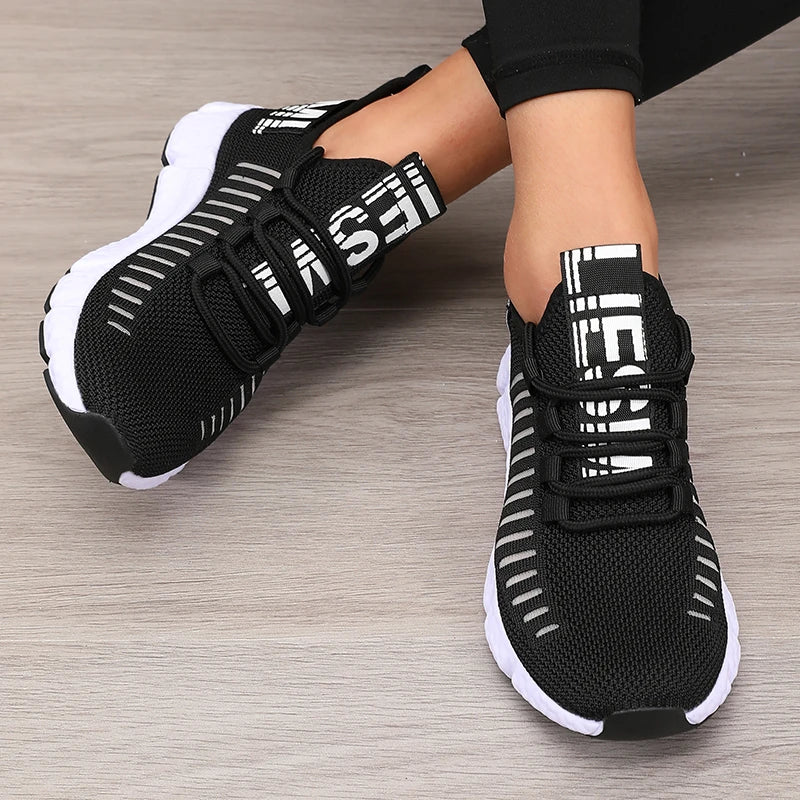 Women's Sports Shoes Mesh Lightweight Soft Sole Jogging Strap Breathable Fashion Sports Walking Casual Tennis Flat Shoes for Men - lily supply