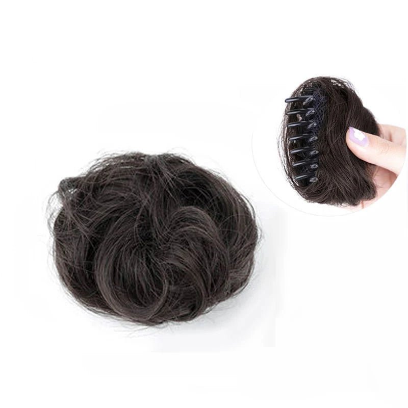 Curly Short Hair Chignon Donut Bun Wig - Claw Clip Hairpiece - lily supply