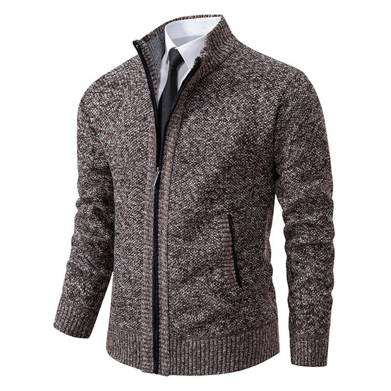 Men's Fleece Zip Stand Collar Cardigan - lily supply