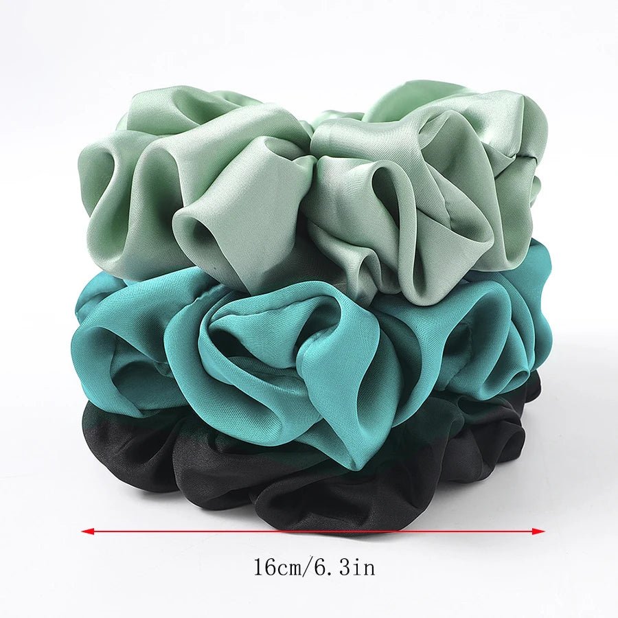 Fashion Oversize Solid Satin Scrunchie - Elastic Ponytail Holder - lily supply