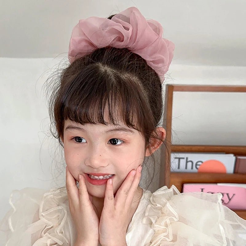 Oversized Organza Chiffon Scrunchie - Korean Large Elastic Hair Bands - lily supply