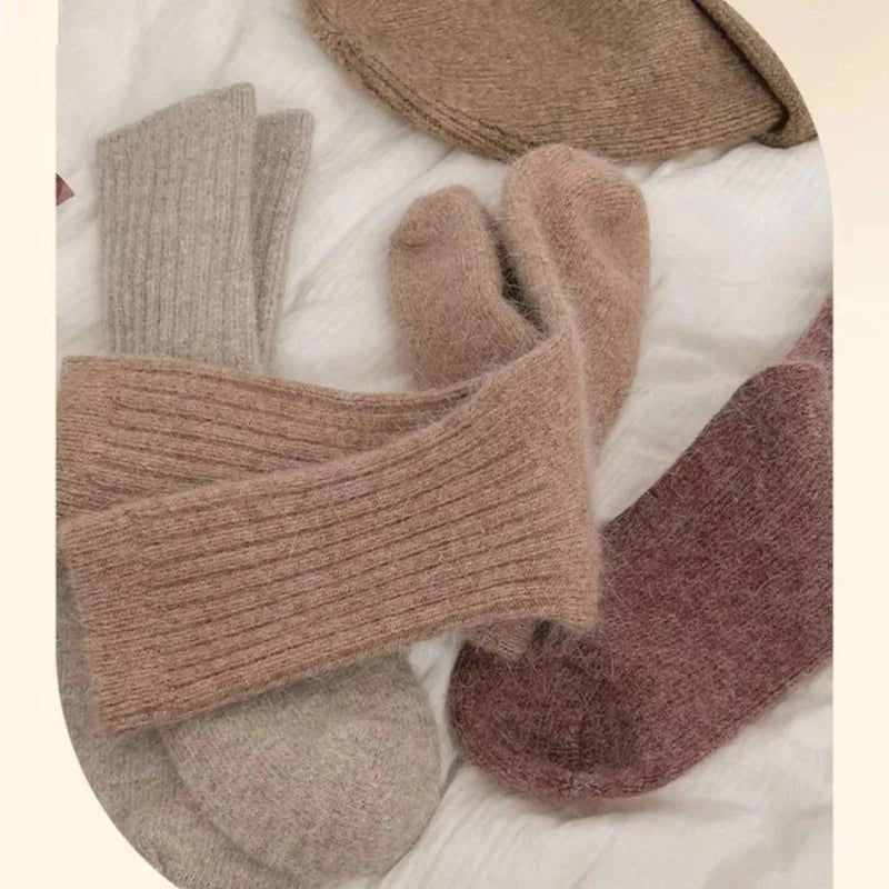 Women's Cashmere Wool Thermal Long Socks - Harajuku Style Winter Warm Sox - lily supply