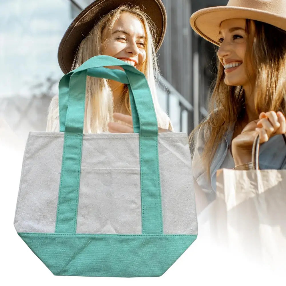 Canvas Reusable Grocery Tote Bag - Fashionable for Women Men Students