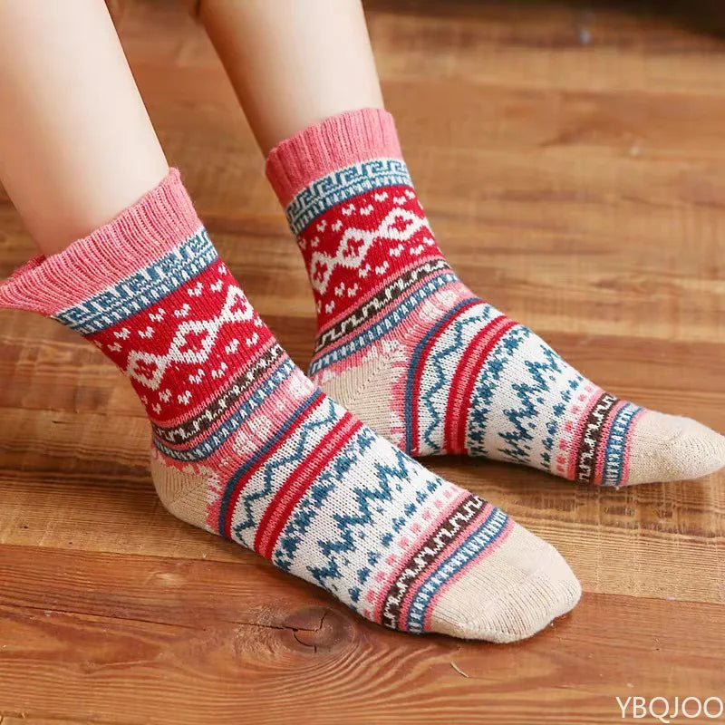 Women's Retro Ethnic Thickened Warm Mid Socks – Cosy Winter Socks - lily supply