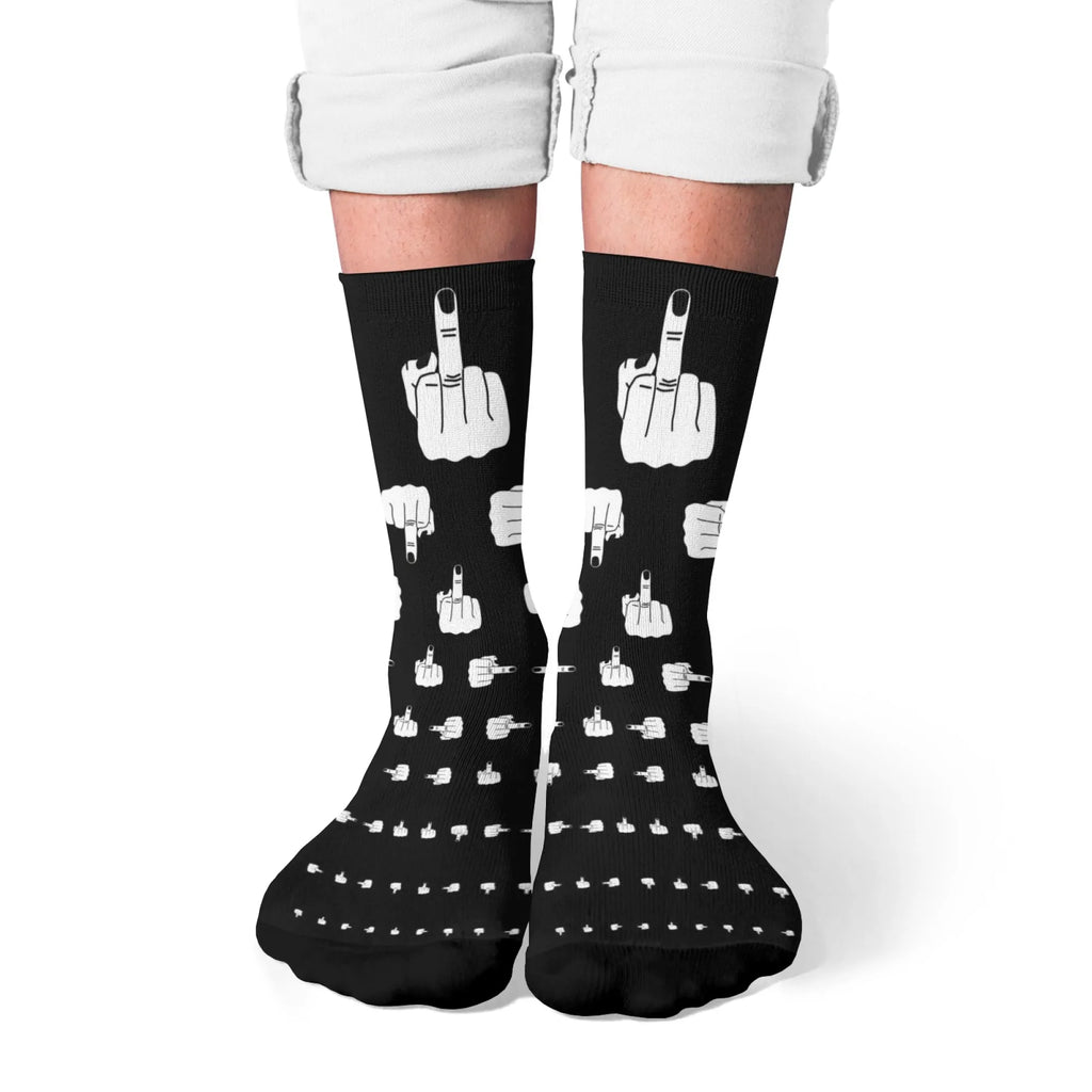 Men's Funny Finger Art Harajuku Socks - Hip Hop Novelty Party Happy Gift Socks