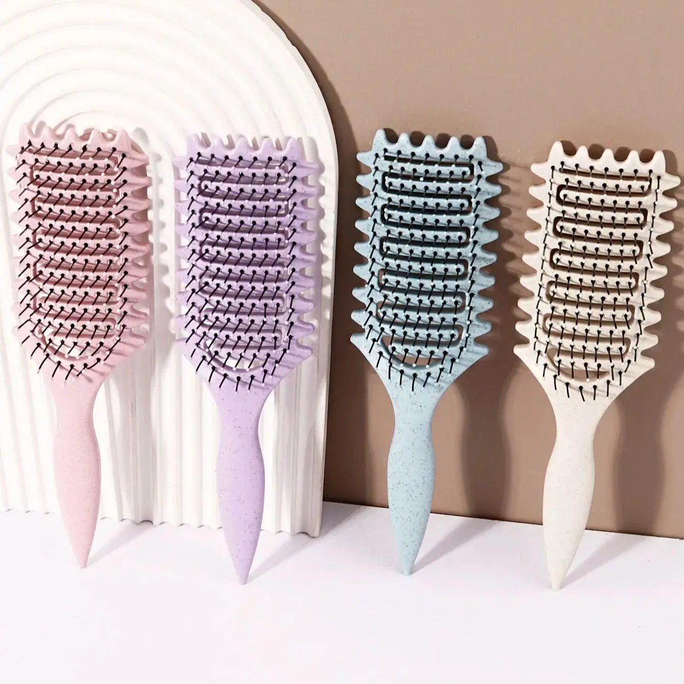 Curling Styling Brush - Hollow Massage Comb for Real Hair & Wigs - lily supply