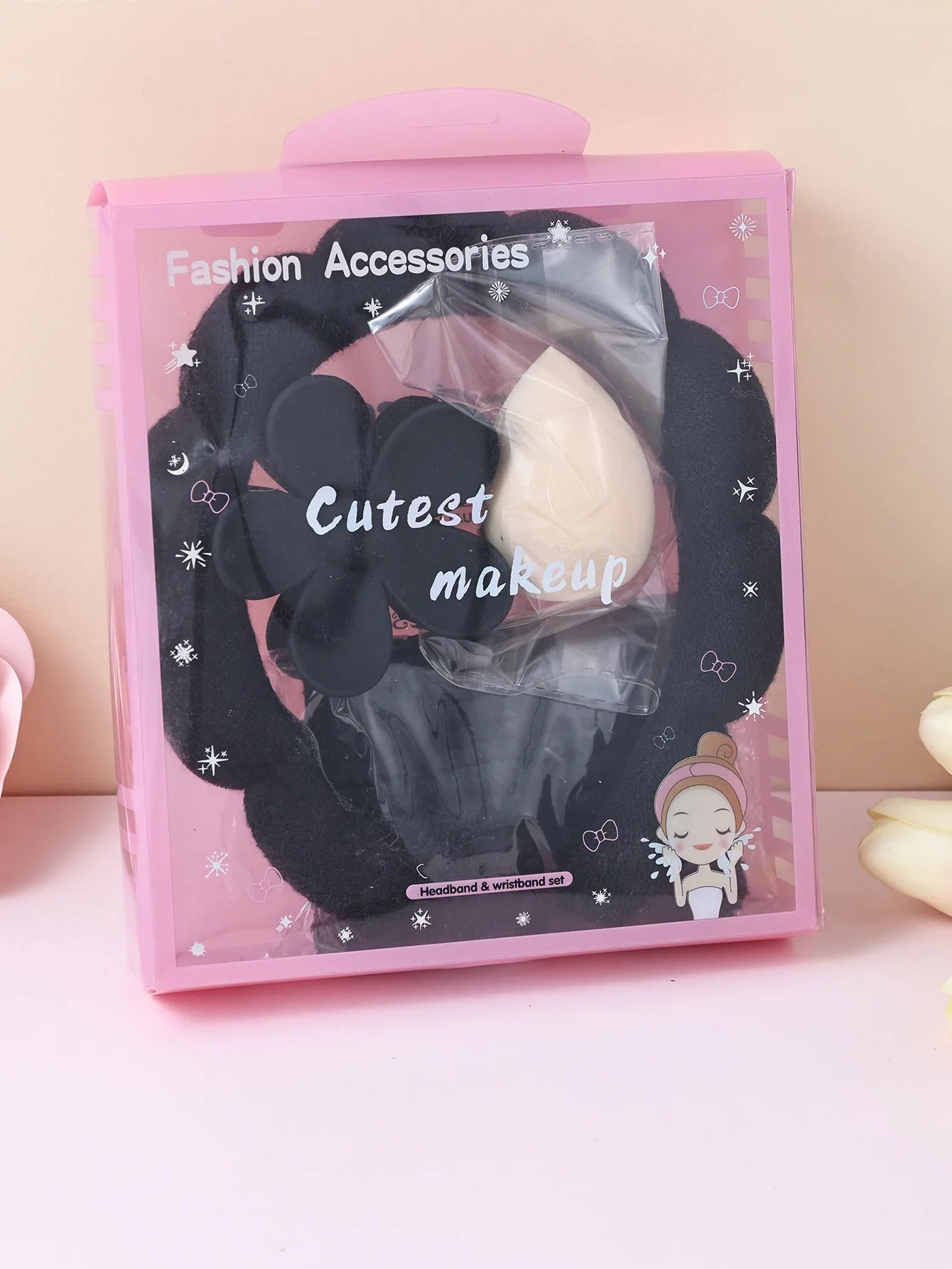 5 Pcs Girls Sponge Spa Headband Face Wash Large Flower Hair Claw Clip Facial Hairband Hair Accessories Set with Delicate Box - lily supply