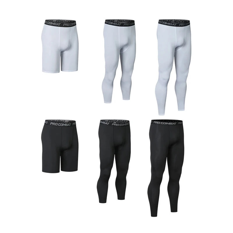Men's Compression Leggings & Basketball Quarter Shorts – Quick Dry Fitness Pants