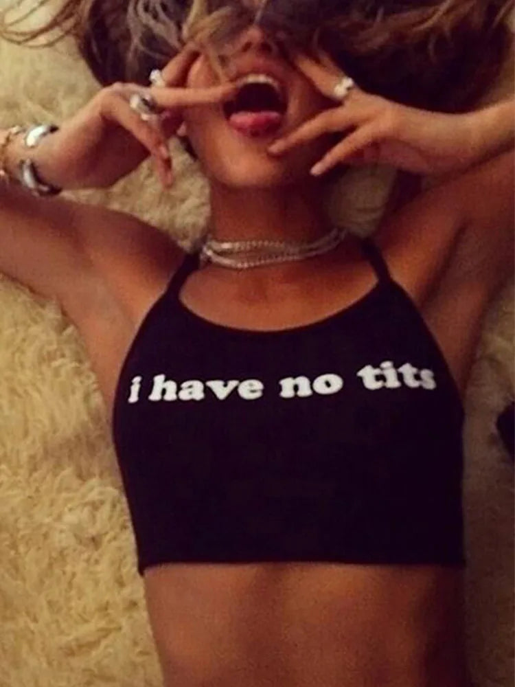 Women's Funny Letter Print Strapless Crop Top