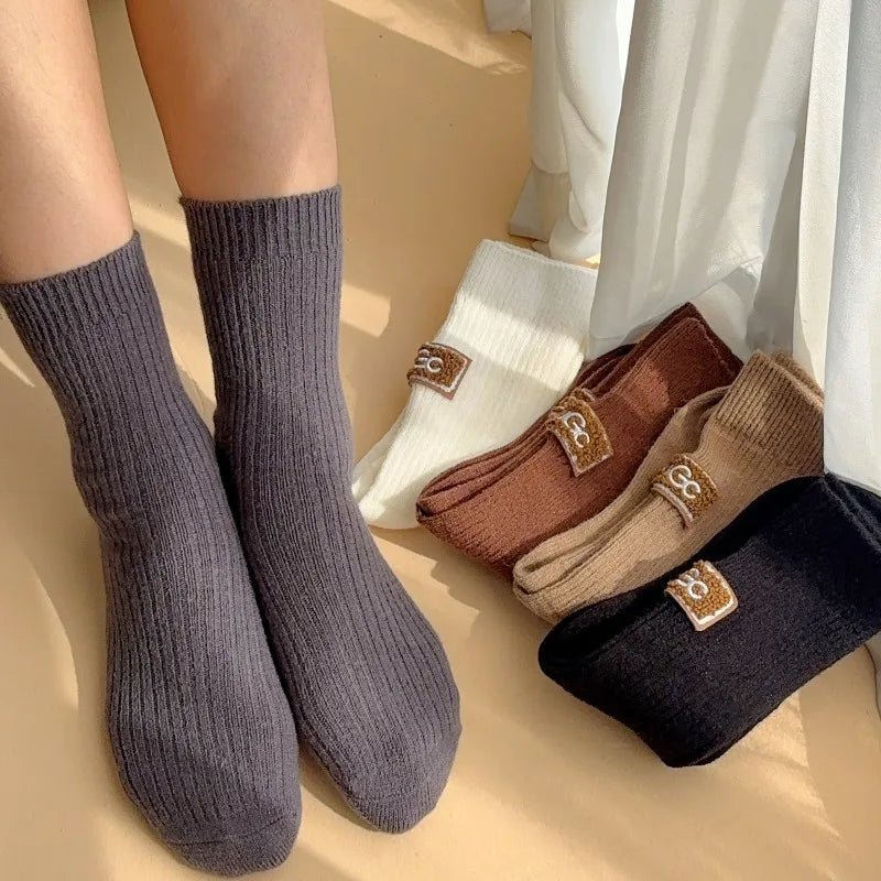 Women's Furry Heel Knitted Snow Boot Socks – Cosy Winter Boot Socks - lily supply