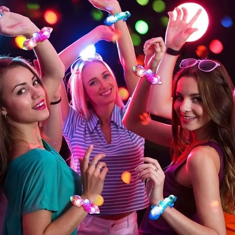 10pc LED Light Up Hair Scrunchie - Elastic Satin Party Ponytail Holder - lily supply