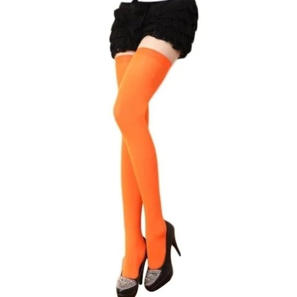 Women's Over Knee Thigh High Stockings - Black White Lolita Long Socks - lily supply