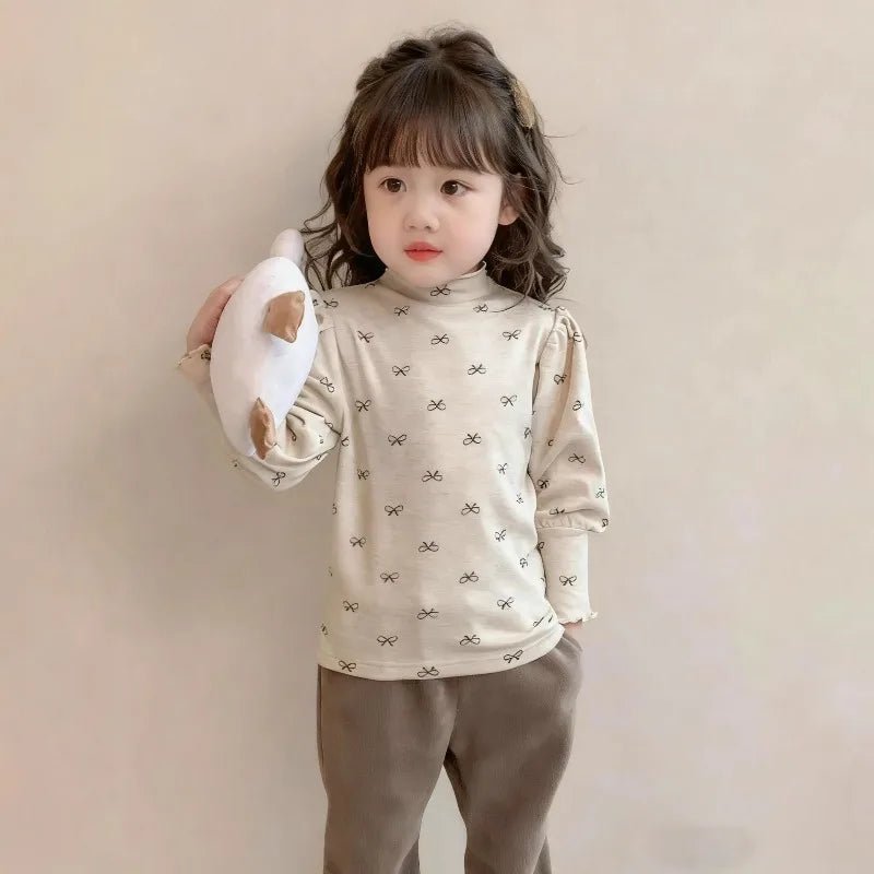 Girls' High - Neck Base Shirt Kids Autumn Winter Children's Long - Sleeve T-Shirt Winter Warm Baby Girl Top - lily supply