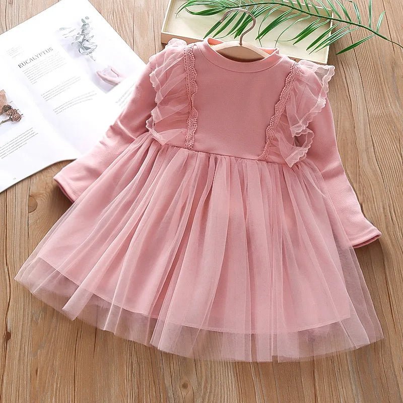 Girls Clothing Dress Autumn New Girls Dess Long Sleeve Dress Vestidos Mesh Tutu Princess Dress - lily supply