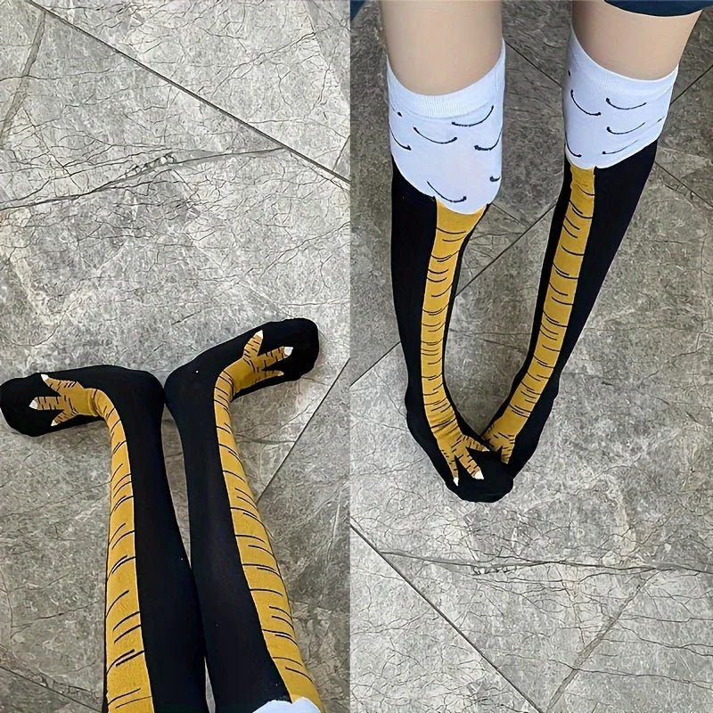 Women's Cartoon Chicken Claw Knee High Socks - 1/2 Pairs Funny Sports Long Tube - lily supply