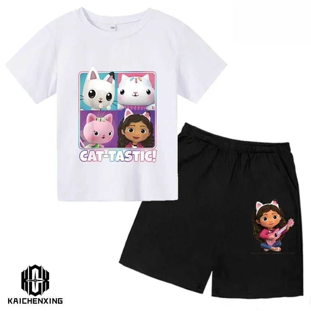 Little Girl T-shirts Kawaii Gabbys Doll House T Shirt Graphic Print Cute Kids Clothes Pink Tshirts Aesthetic Girls Clothes Top - lily supply