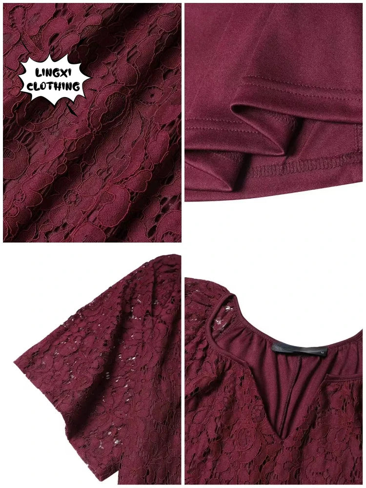 Women's Lace V-Neck Elegant Long Dress