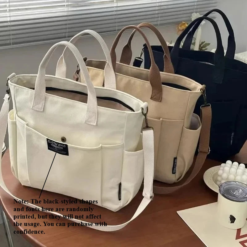 Women's Large Minimalist Canvas Tote Bag - Extra Wide Work Shopper