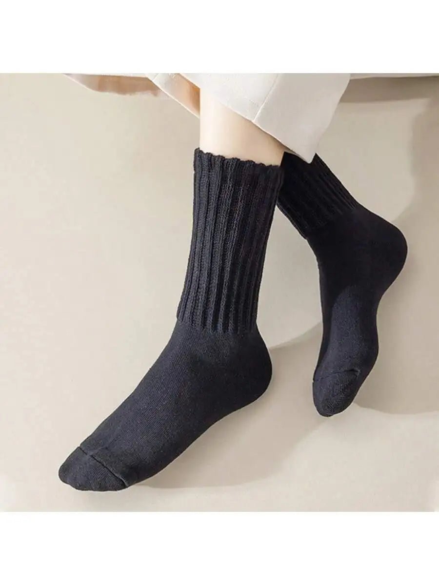 Women's Solid Warm Stacked Knitted Mid - Calf Socks – Cosy Winter Socks - lily supply