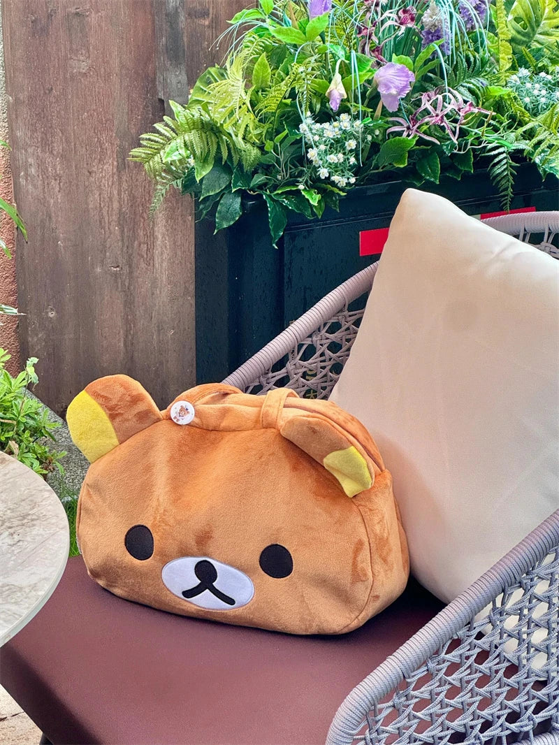 Kawaii Rilakkuma Plush Tote Bag - Cute Bear Cartoon Shoulder Bag