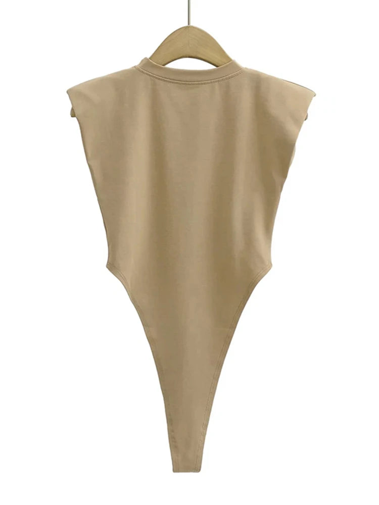 Women's Padded Shoulder Sleeveless Bodysuit