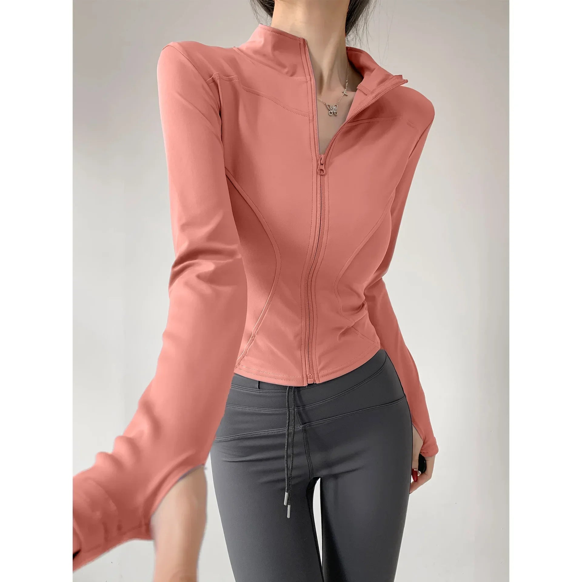Women's Quick Dry Yoga Zip Jacket - Tight Long Sleeve Running Fitness S-3XL