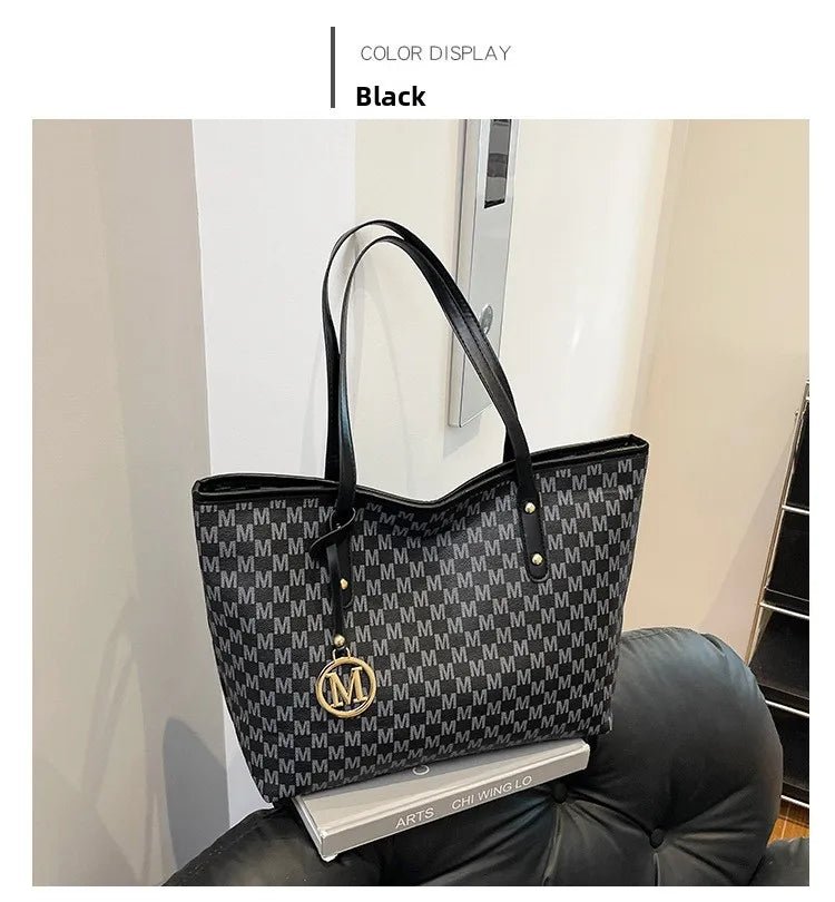 Women's PU Leather Print Commuting Tote Bag - Large Capacity College Handbag - lily supply