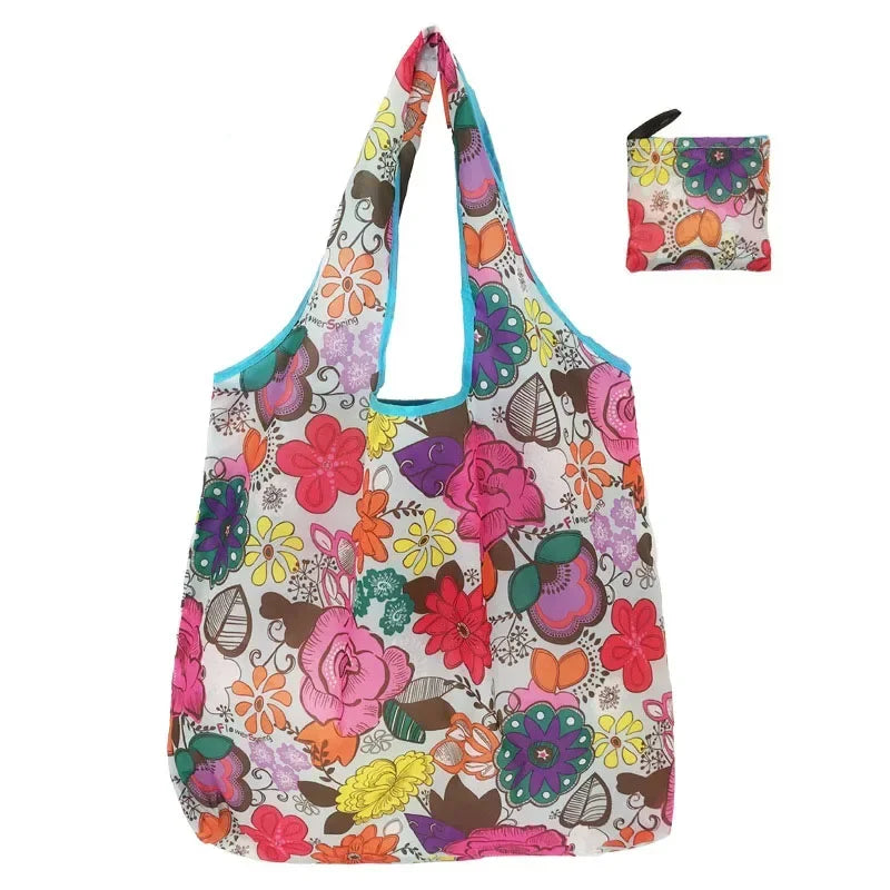 Big Nylon Foldable Reusable Tote Bag - Eco Polyester Shoulder Handbag