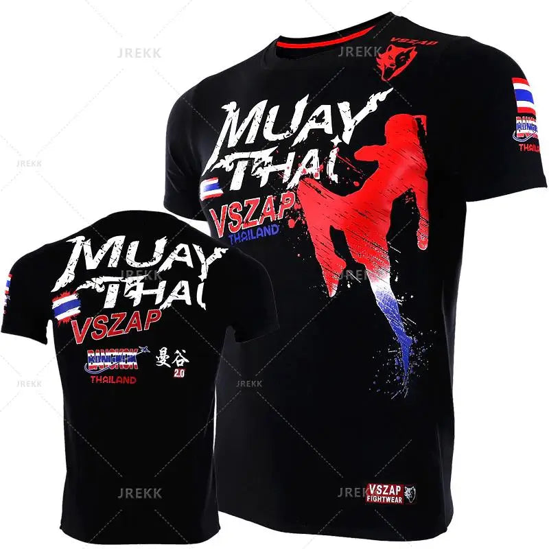 Muay Thai Boxing Sports T-Shirt - Running Fitness Outdoor Wrestling Tracksuit