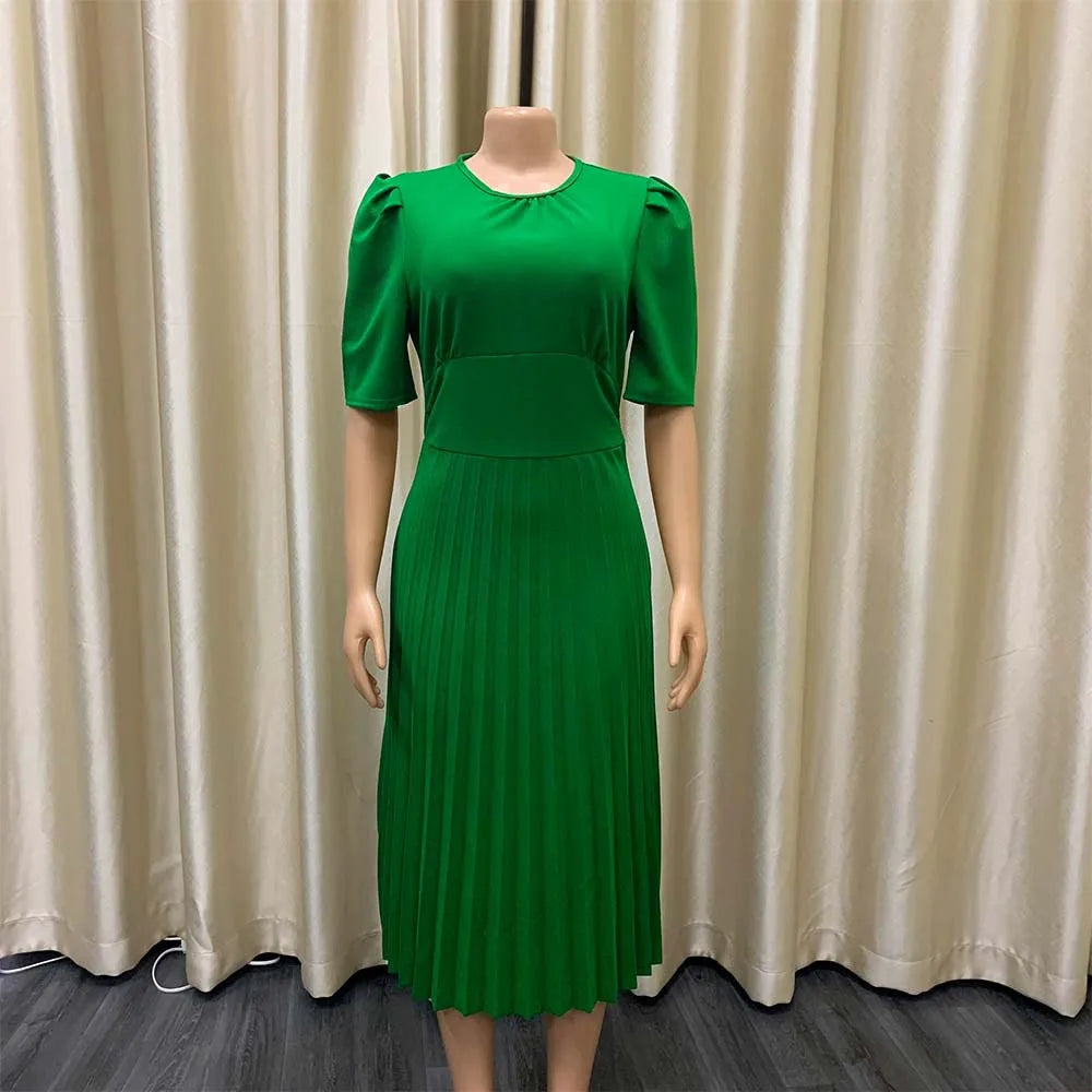 Women's Pleated Midi Work Dress