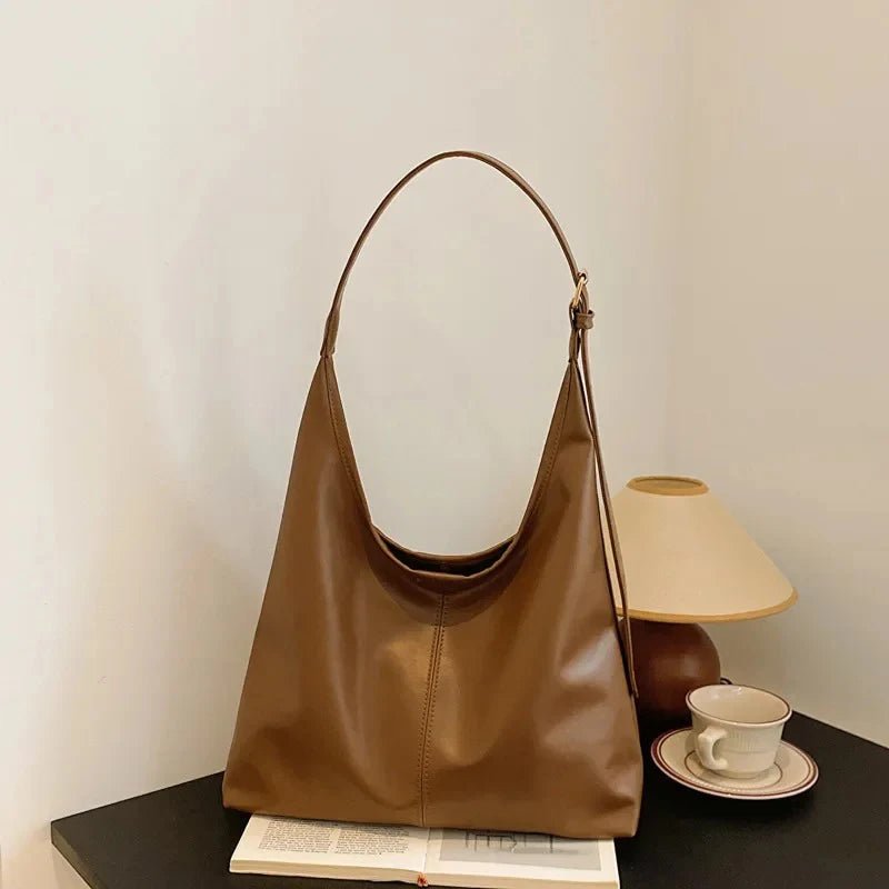 Women's PU Leather Single Shoulder Handbag - Large Capacity Casual Tote - lily supply