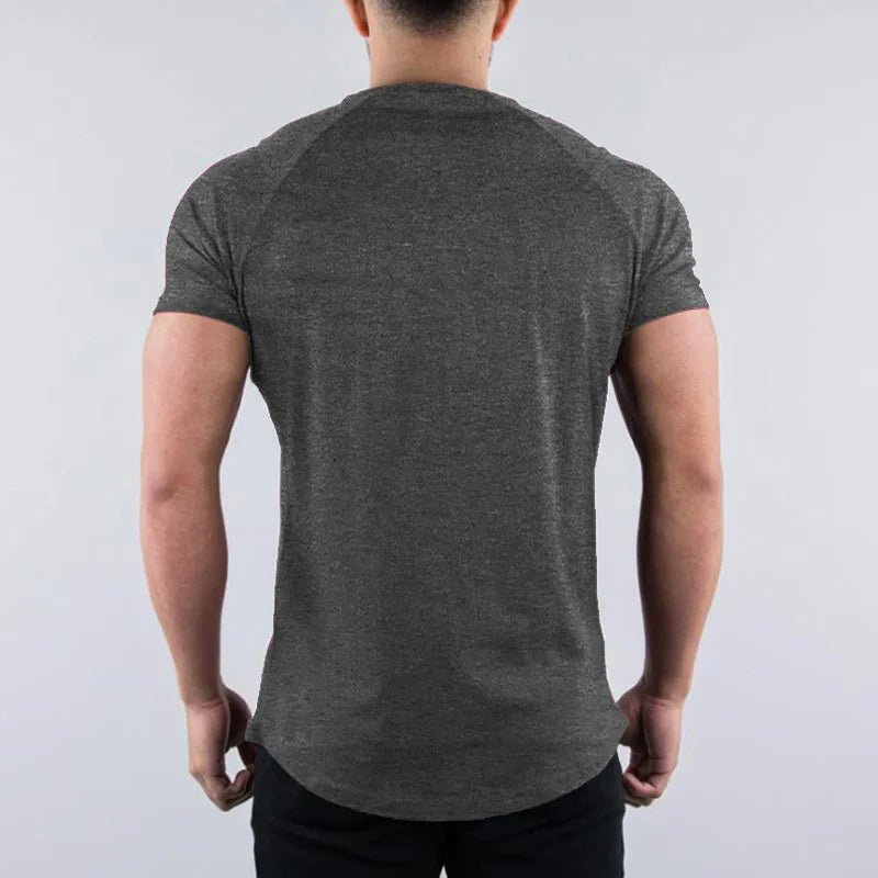 Men's Summer Skinny Casual T-Shirt Short Sleeve Tee Male Gym Fitness Sport Cotton Tops Man Running Workouts Sweatshirt Clothing - lily supply
