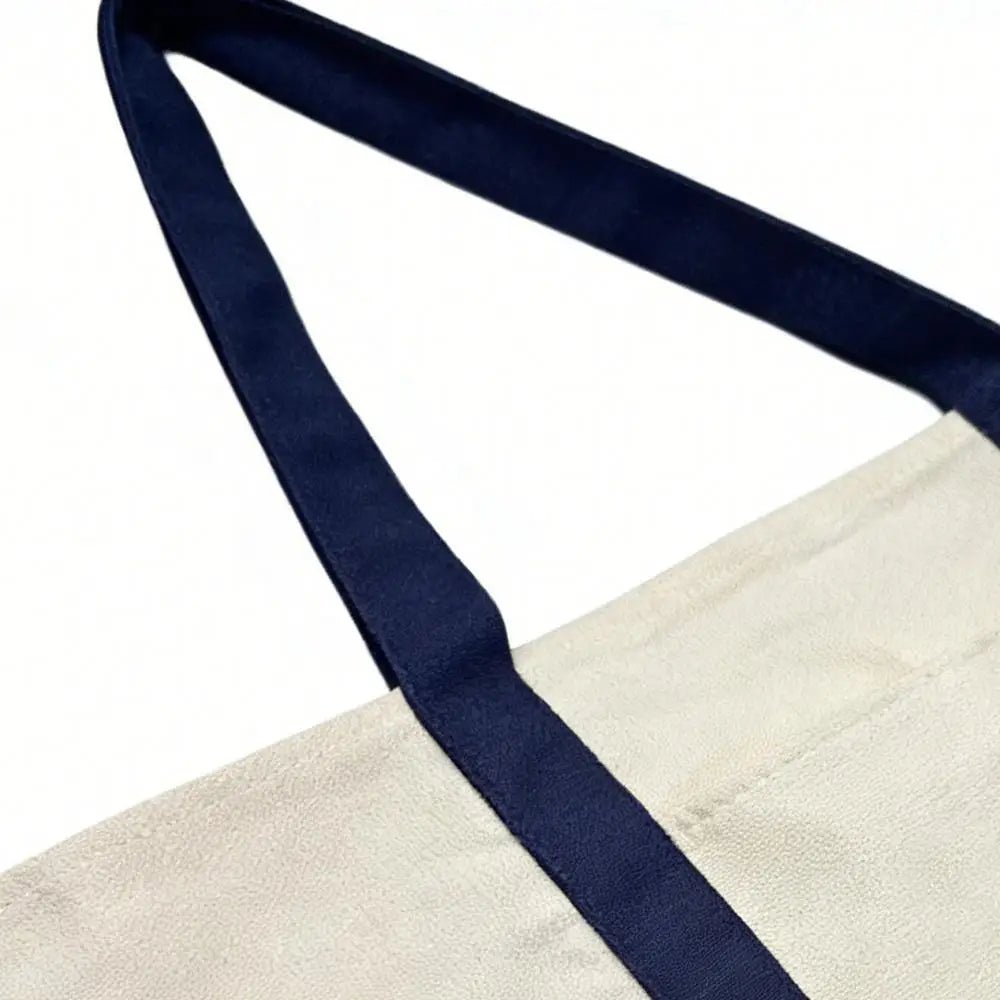 Large Canvas Tote Bag - Reusable Grocery Shopping Bag with Embroidery Handle - lily supply