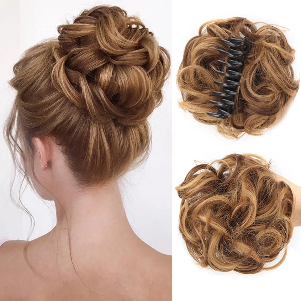 LUPU Synthetic Wavy Curly Messy Bun Claw Clip Hair Piece - lily supply