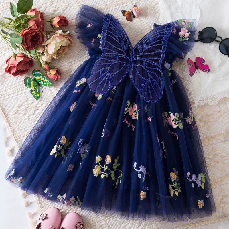 Girls Floral Mesh Summer Dress | Baby Girl Wedding Party Dress 9M - 4Y - lily supply