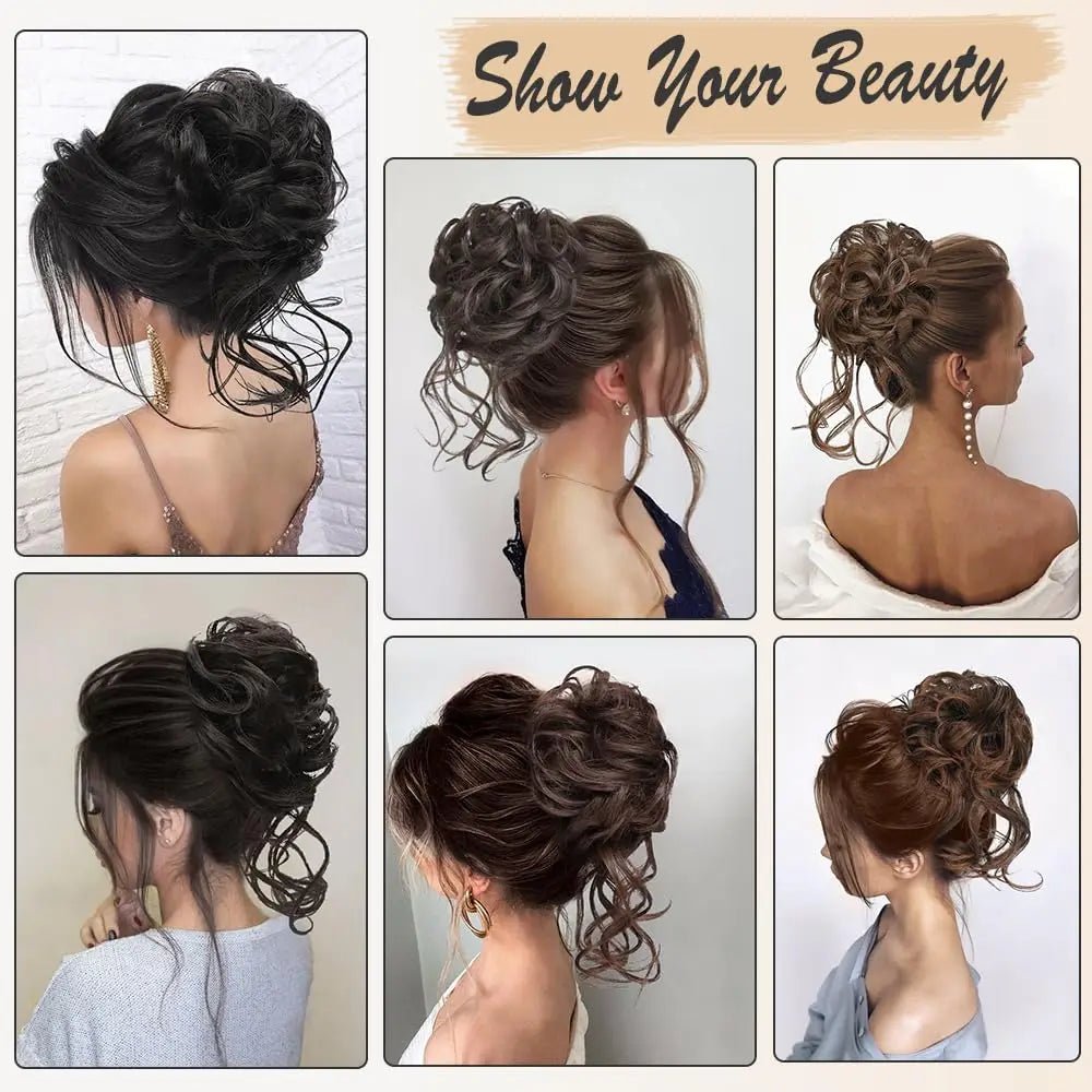 Synthetic Tousled Updo Messy Bun Hair Extension - Curly Scrunchie - lily supply