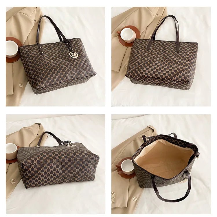 Women's PU Leather Print Commuting Tote Bag - Large Capacity College Handbag - lily supply