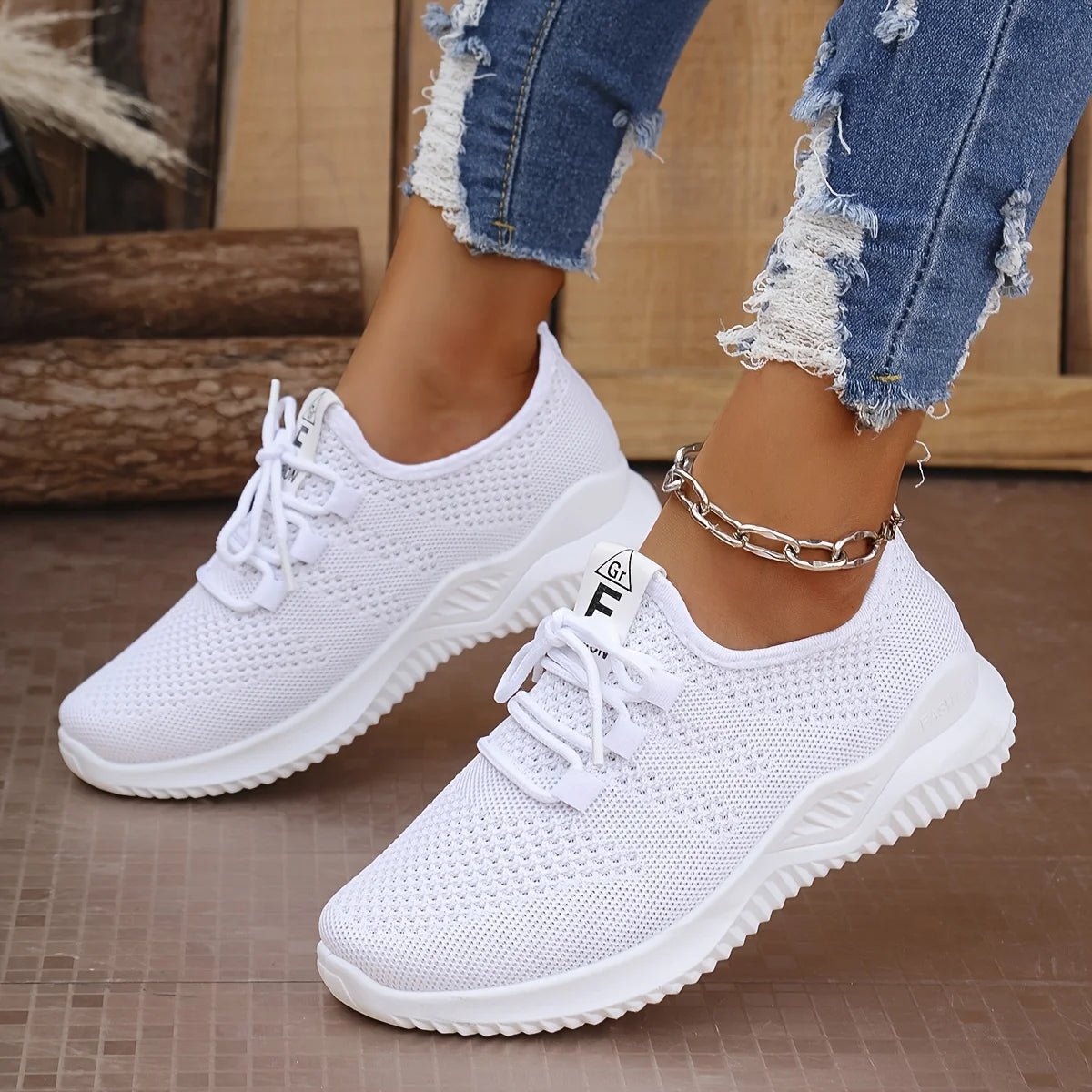 Women's Leisure Sports Shoes in Solid Colors with Knit Upper and Soft Soles for Running Tennis and Workouts Ideal for Travel - lily supply
