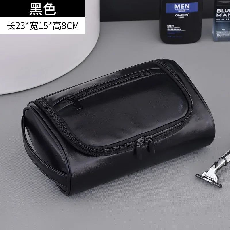 High Quality Travel Toiletry Bag For Women Men Retro PU Leather Cosmetic Bags Female Waterproof Travel Makeup Bag
