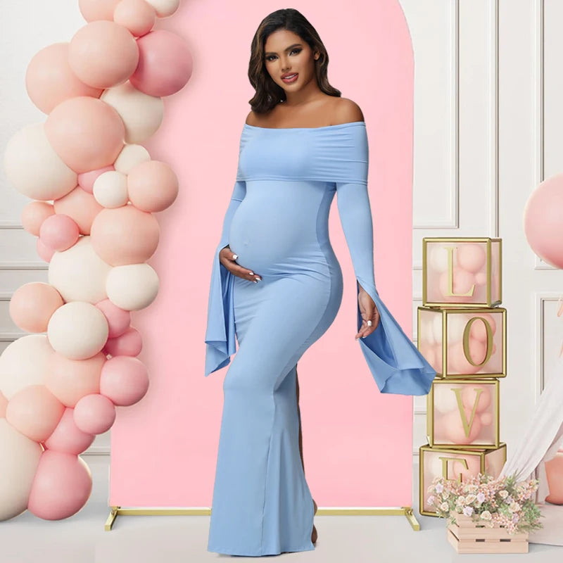 Women's Maternity Off Shoulder Maxi Gown