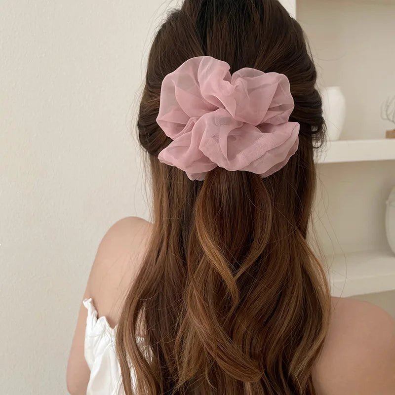 Oversized Organza Chiffon Scrunchie - Korean Large Elastic Hair Bands - lily supply