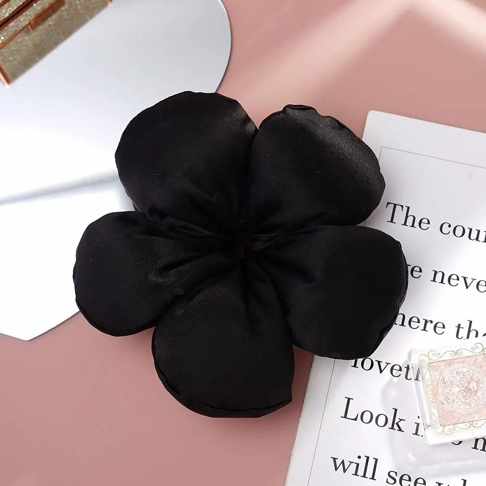 Pink Flower Sponge Scrunchie Hair Tie - Sweet Girl Hair Accessory - lily supply