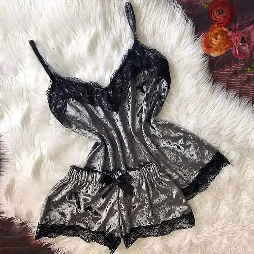 Women's Satin Lace Pyjama Set