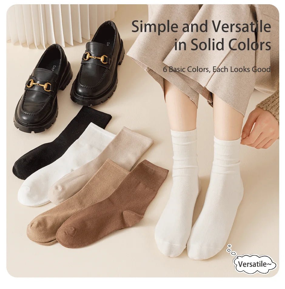 Women's Solid Colour Mid Tube Socks – Everyday Casual Socks - lily supply